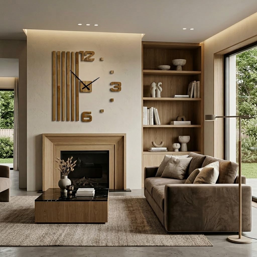 Relojes de Pared 3D de Madera de Roble, láminas Grandes de 100 cm, diseño Moderno, EKO, decoración de Pared, Relojes para Oficina, salón, Dormitorio, artículo Decorativo (XXL, 100 cm, manecillas