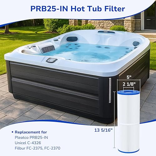 Miniatura 2 de Fil-fresh Filtro de bañera de hidromasaje de 5 × 13 de repuesto para Pleatco PRB25-IN, filtro de spa de repuesto Guardian 413-106, Unicel C-4326,