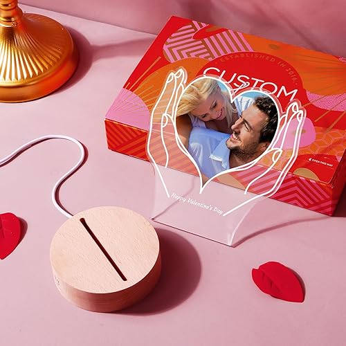 Miniatura 3 de Bemaystar Regalos para el día de San Valentín regalos con fotos personalizadas, regalos personalizados con luz nocturna de corazón para novios,