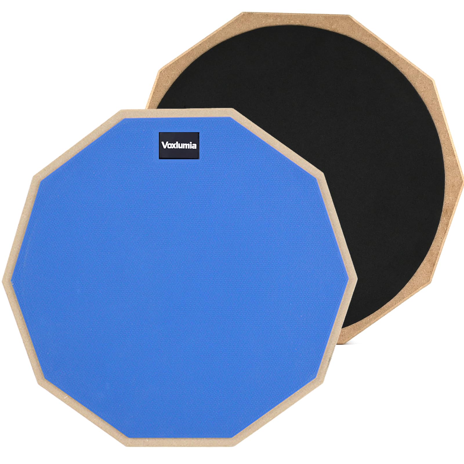Voxlumia 12 inch Portable Drum Practice Pad Home & Travel Use Blue | Triple-Layer Professional Quiet Design with Non-Slip Base,Ideal for Drum Kit Practice, Rhythm Training