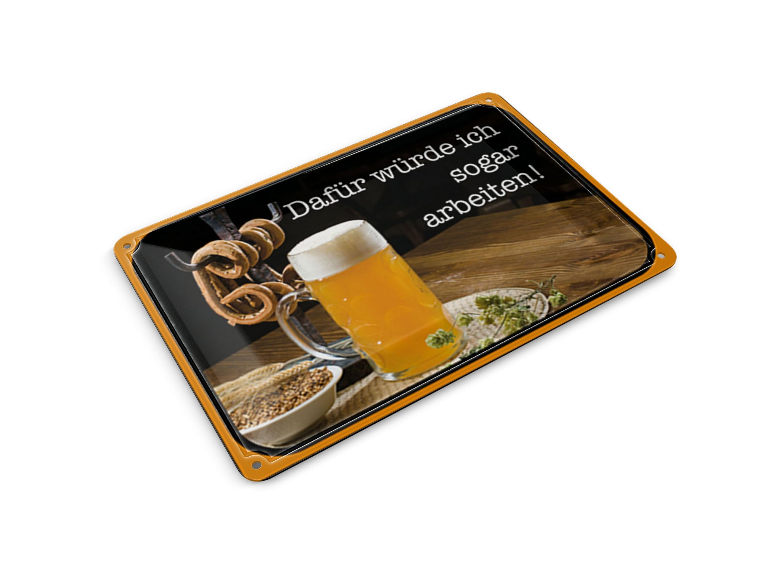 Femer Tin Postcard Saying 14 x 10 cm Bier dafür würde ich arbeiten Decorative Sign