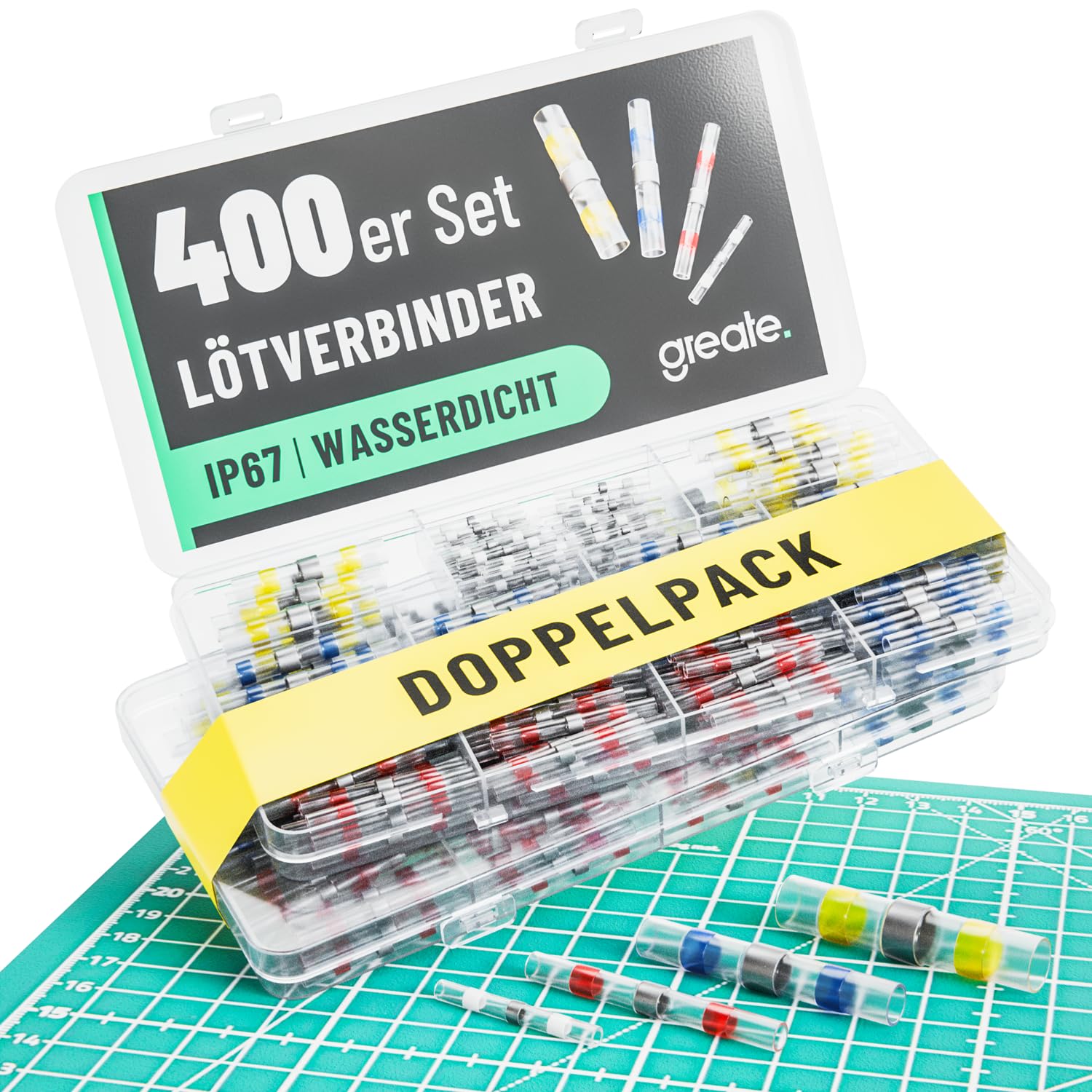 greate 400er Set Lötverbinder mit Schrumpfschlauch - Schmelzverbinder wasserdicht & zugfest - Kabel verbinden mit Schrumpfverbinder - Stromkabel Verbinder