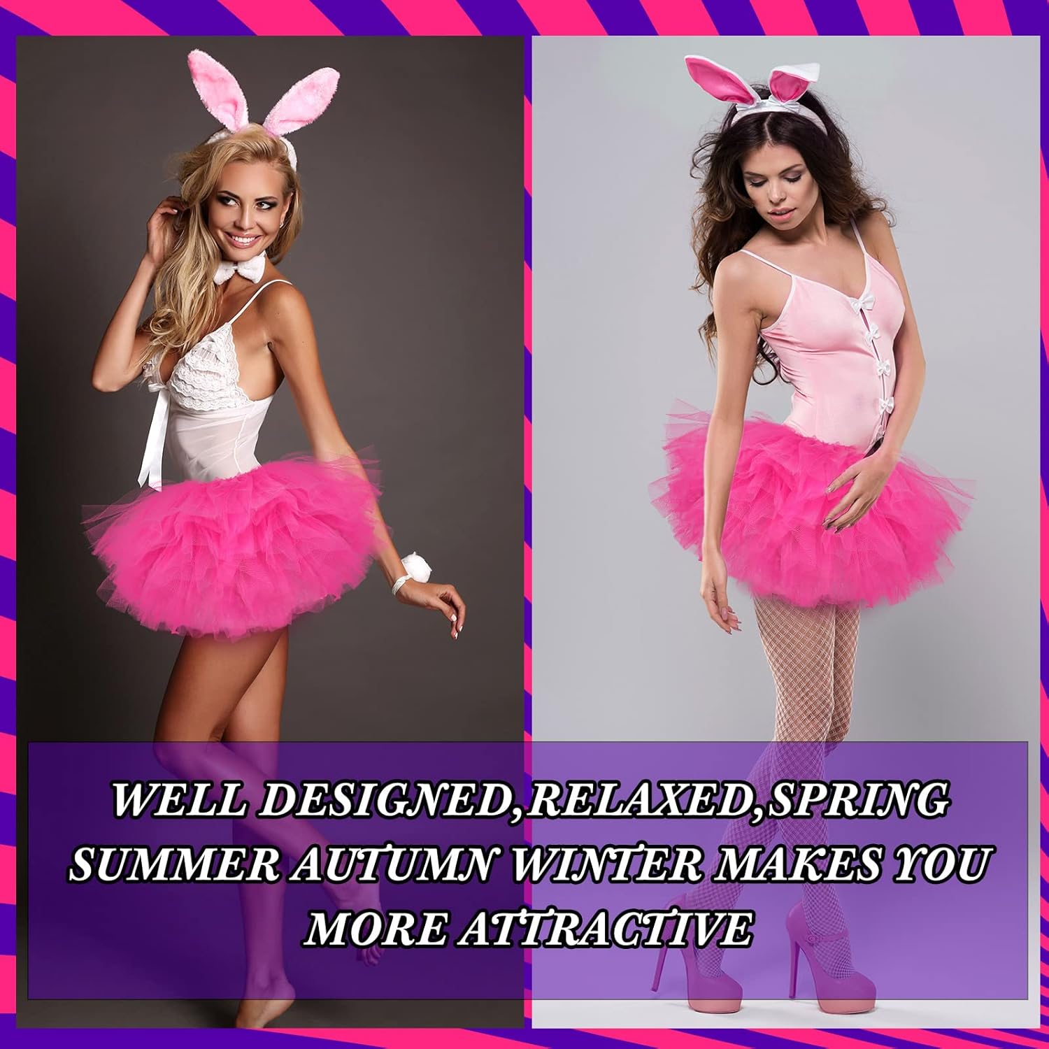 4 Pieces Halloween Women's Tutu Skirts 80s 5 Layered Tulle Tutu Skirt Vintage Tutu for Adult Women Teens Cosplay Party - Image 5