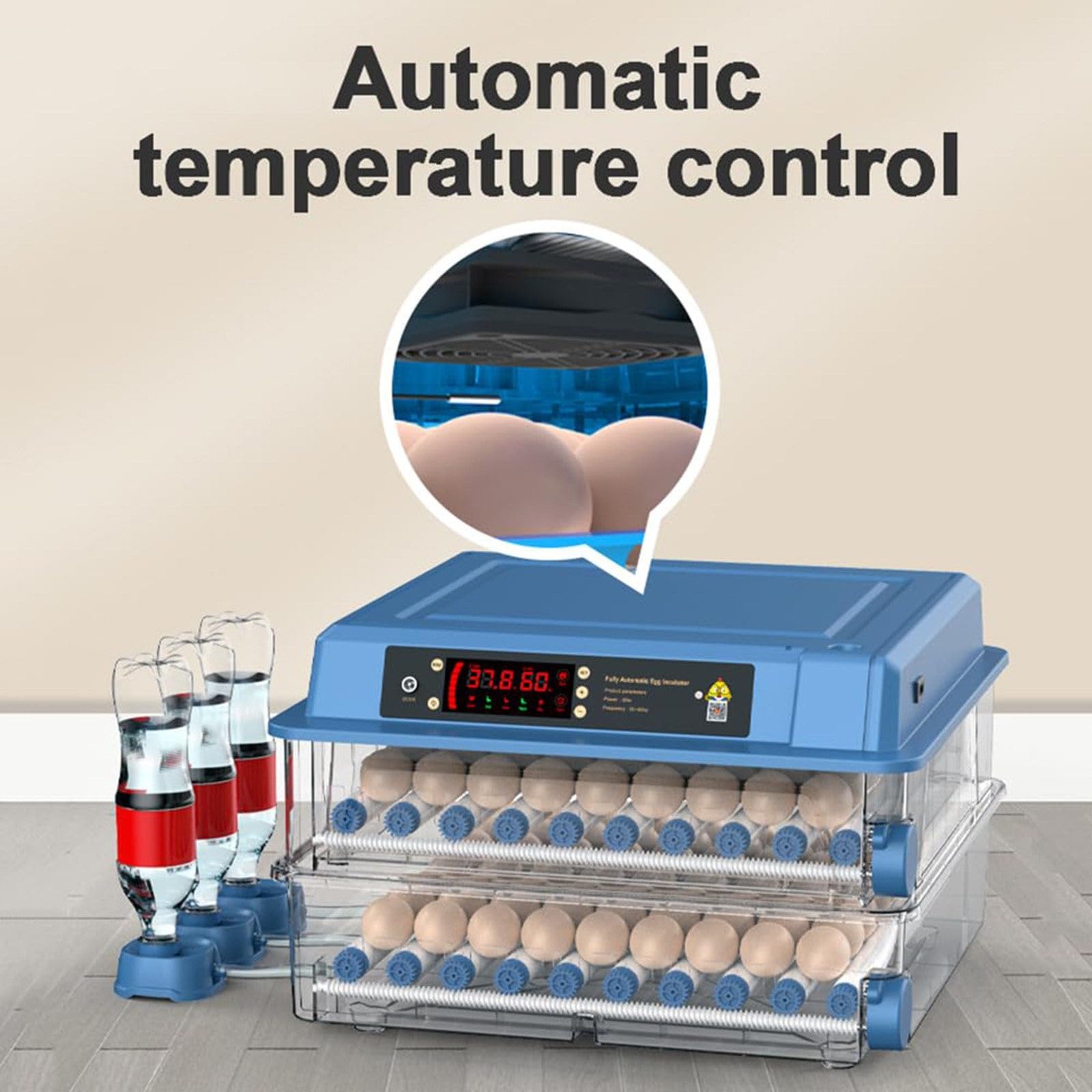 Incubadora de huevos para incubar, 64-300 huevos de giro y humidificación automáticos, para huevos de gallina, codorniz y pato