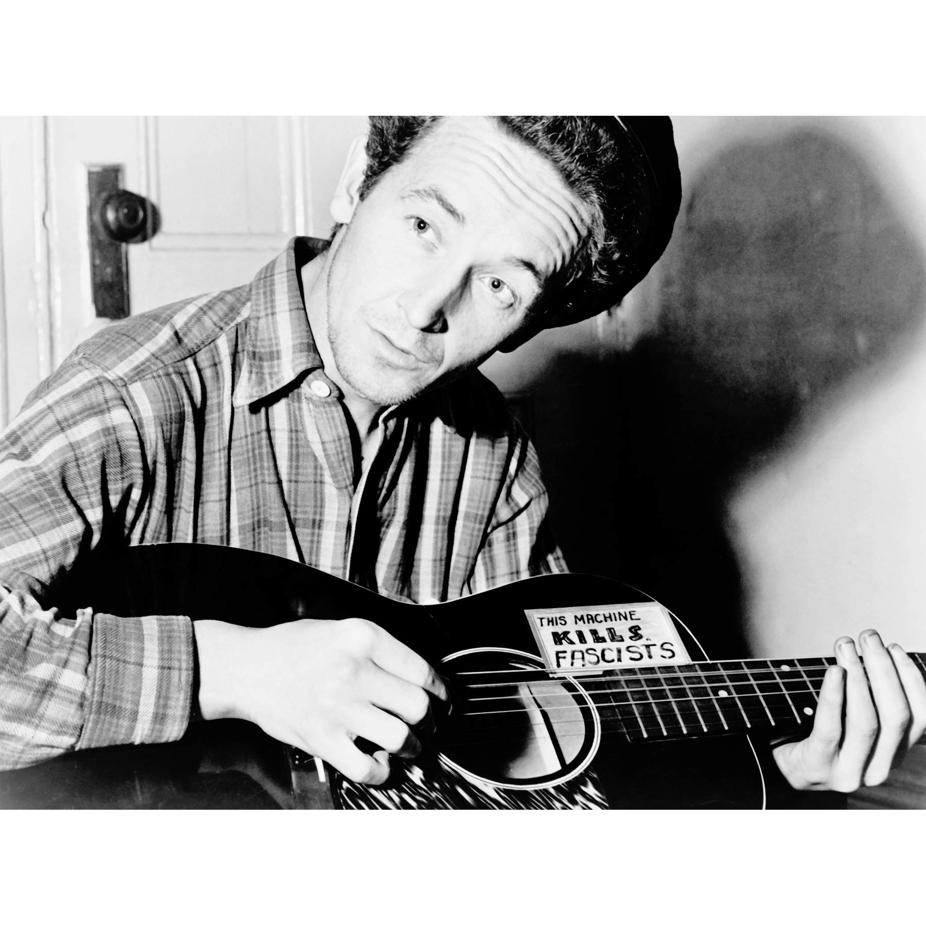 Wee Blue Coo Music Portrait Woodie Guthrie Machine Kill Fascists Large Art Print Poster Wall Decor 18x24 inch