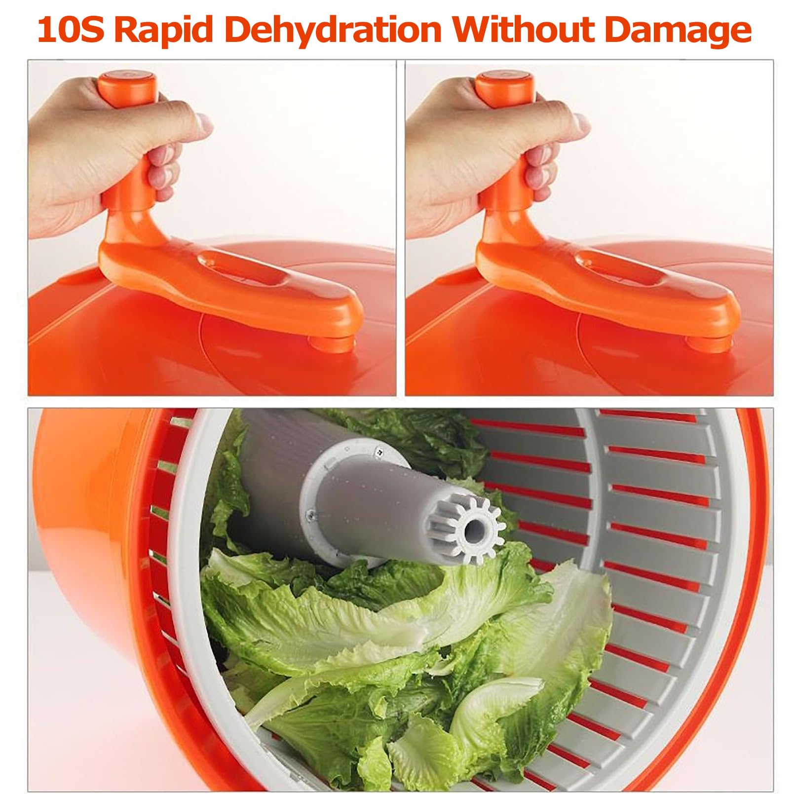 Centrifugador de ensalada, 10 L, 20 L, lavadora comercial grande de verduras, 10 segundos, deshidratación rápida, material de polipropileno, sin BPA, cesta para lavar frutas y verduras, deshidratador