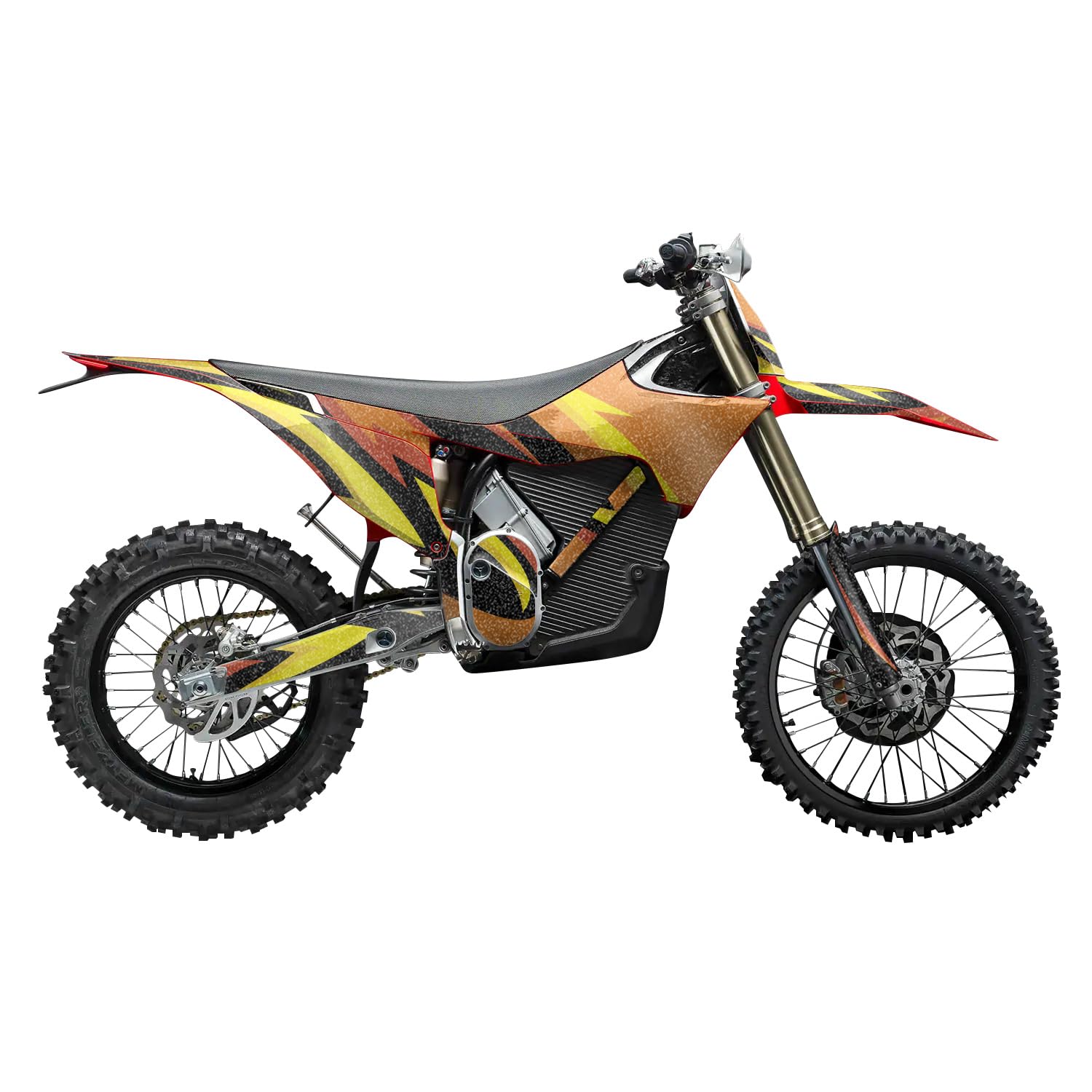 Glossy Glitter Stark Varg MX 2023-2025 Graphics Kit Wrap - Tribal Orange - Varg MX Skin - Premium 3M Vinyl Protective Wrap Decal Cover - Easy to Apply | Crafted in The USA by MightySkins