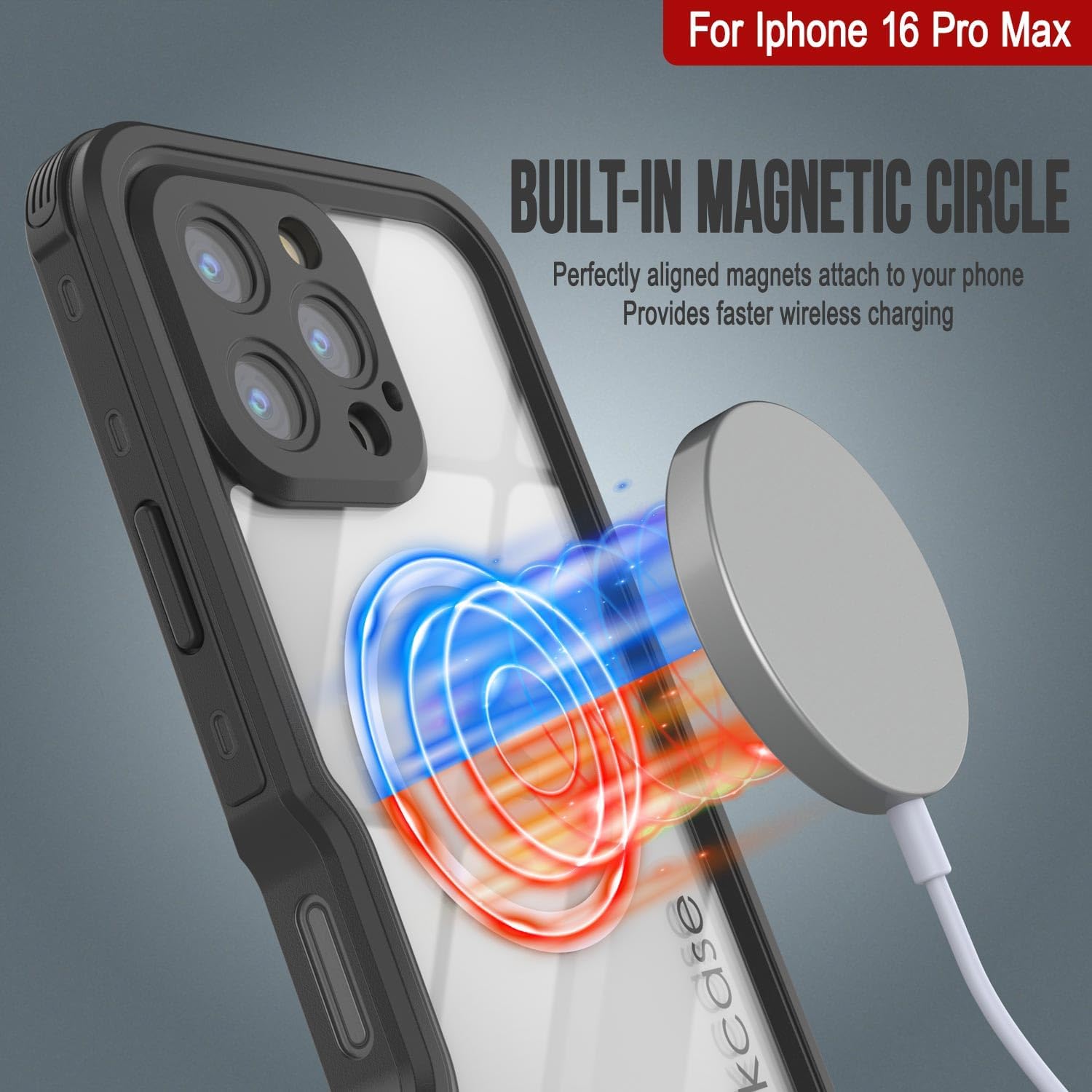 Punkcase for iPhone 16 Pro Max Waterproof Case [StudStar Series] [Slim Fit] [IP68 Certified] [Shockproof] [Dirtproof] [Snowproof] 360 Full Body Armor Cover for iPhone 16 Pro Max (6.9") (2024) [Black]