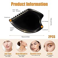 Vista 2 de Gua Sha Herramienta de masaje facial – Masajeador facial y corporal de jade negro para el bienestar, relajación, masaje de cuello, hombros, espalda