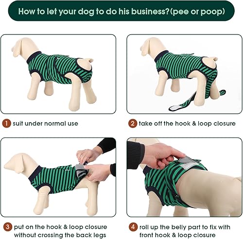 Miniatura 4 de Kuoser Store - Traje profesional para mascotas, para recuperación de cirugías, vendaje para heridas abdominales, sustituto del collar electrónico y