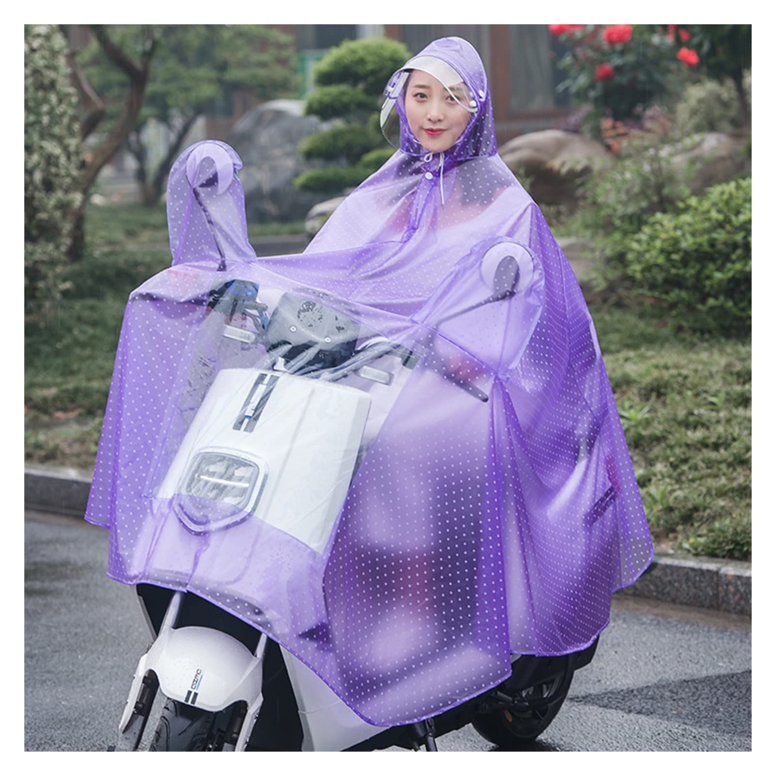 Ponczo przeciwdeszczowe z kapturem dla dorosłych unisex z PVC na rower Ebike motocykl skuter mobilny, wiatroszczelna peleryna przeciwdeszczowa(Mousse Red,Twin)