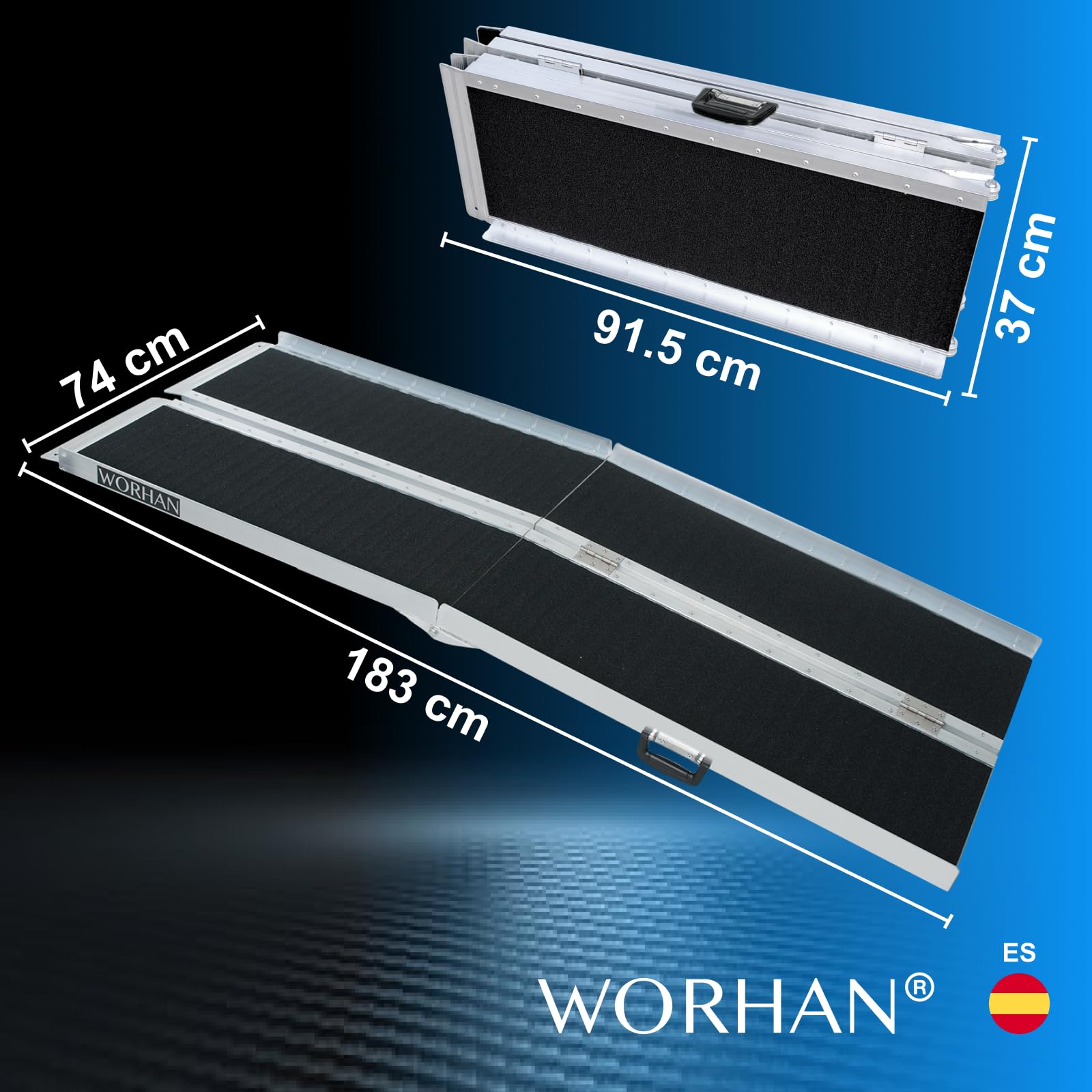1.83m Rampa Plegable Carga Silla de Ruedas Discapacitado Movilidad Aluminio Anodizado Modelo de Alta Adherencia 183cm R6J