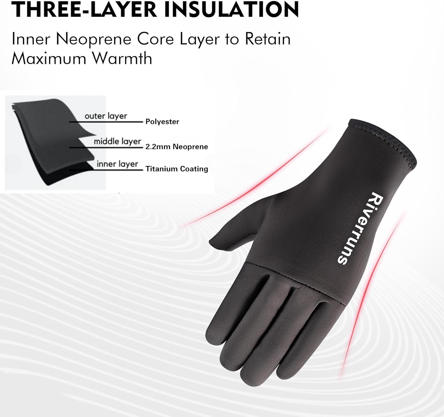 Riverruns Neoprene Fishing Gloves, Cold Weather Warm Winter Gloves for Ice Fishing, Photography, Hunting, Outdoor Sports - Image 2