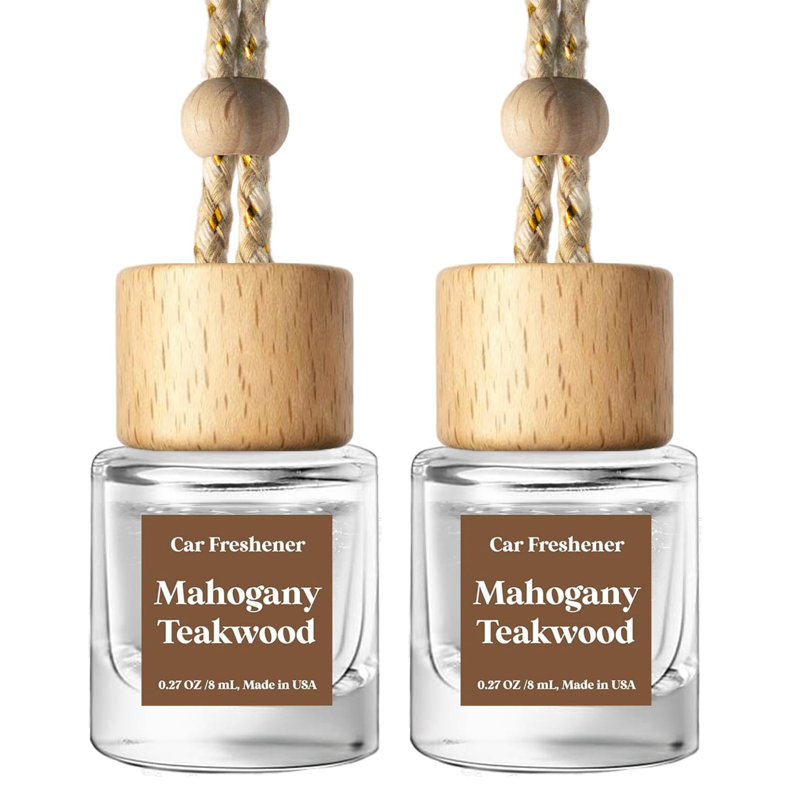C Classy Car Air Freshener Hanging 2 Pack, Mahogany Teakwood Essential Oil Diffuser for Cars, Cute Car Accessories, Long-Lasting Fragrance, C ar Air Fresheners for Women & Men Gift, Made in USA