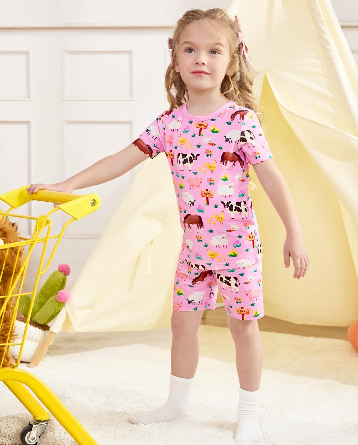 babee Reshinee Bamboo Viscose Toddler Unicorn Mermaid Girls Kids Pajamas Short Sleeve Summer Cool Snug fit Pjs 12M-8Y 2pcs