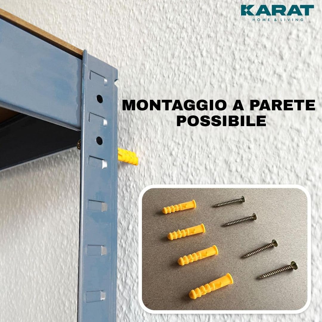 Floordirekt Scaffalatura per carichi pesanti, set da 2, grigio, 200 x 120 x 60 cm, scaffalatura cantina, magazzino, officina, banco da lavoro, 5 ripiani regolabili (Lakota)