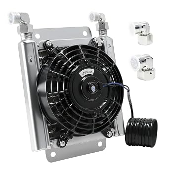 Radiator Plus Hydraulic Fan Compatible with AGT-H12 and AGT-QH12 | Hydraulic Air-Cooled Radiator with M22 & M27 Connectors, Fit for 1-1.8 Ton Mini Excavators