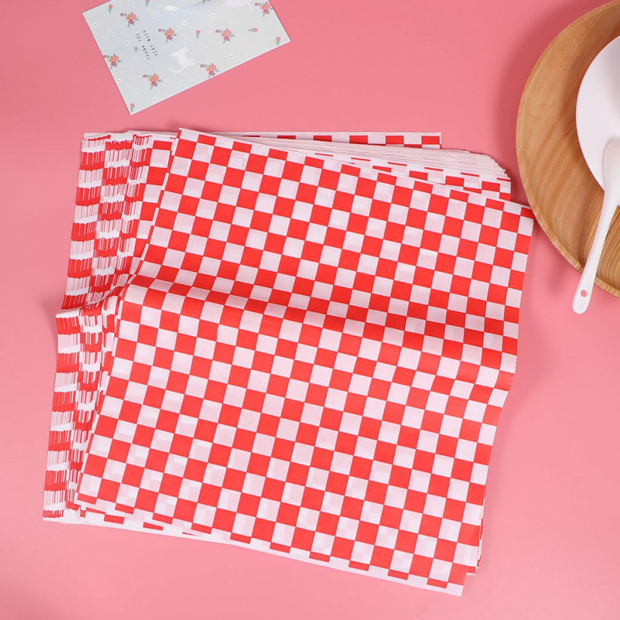 Papel a Cuadros Antigrasa 200 Hojas de Papel para Envolver Alimentos