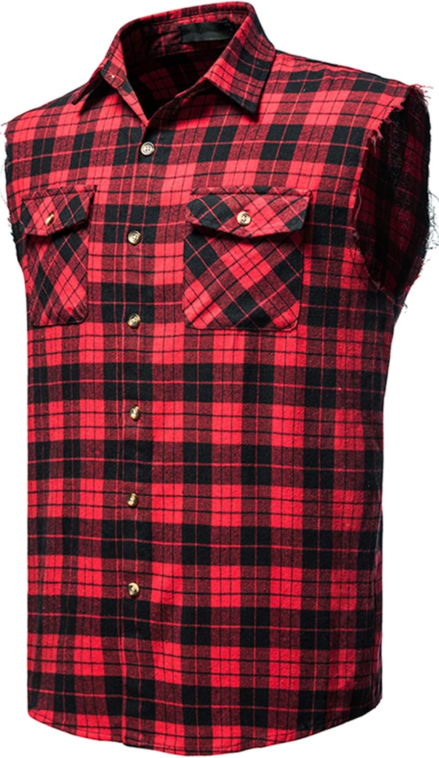 Sleeveless check shirt mens Clearance