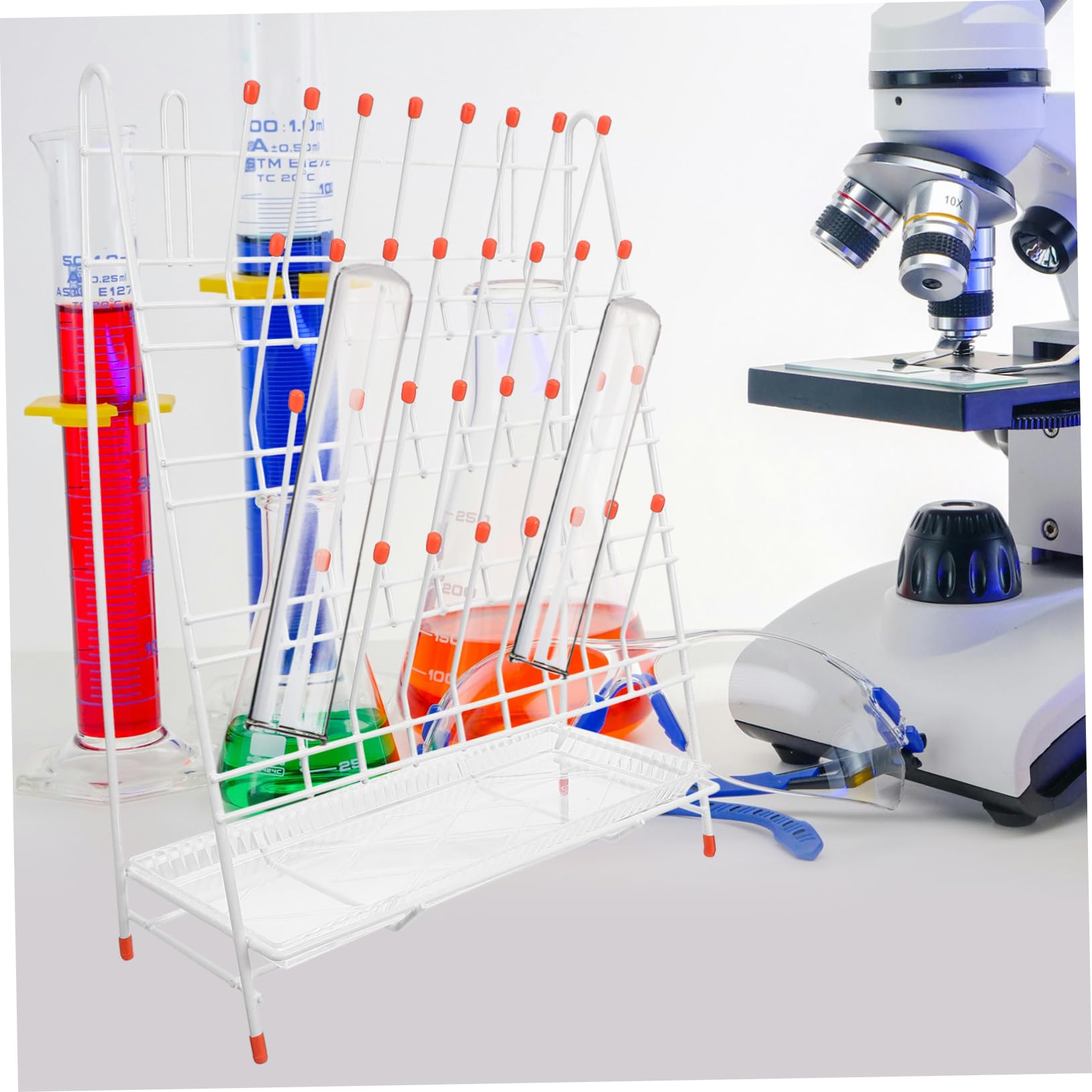 Eisen Flaschentrockenständer 32-Punkt Design Anti Rutsch Pads Laborgestell Abtropf Flasche Drying Rack Weiß