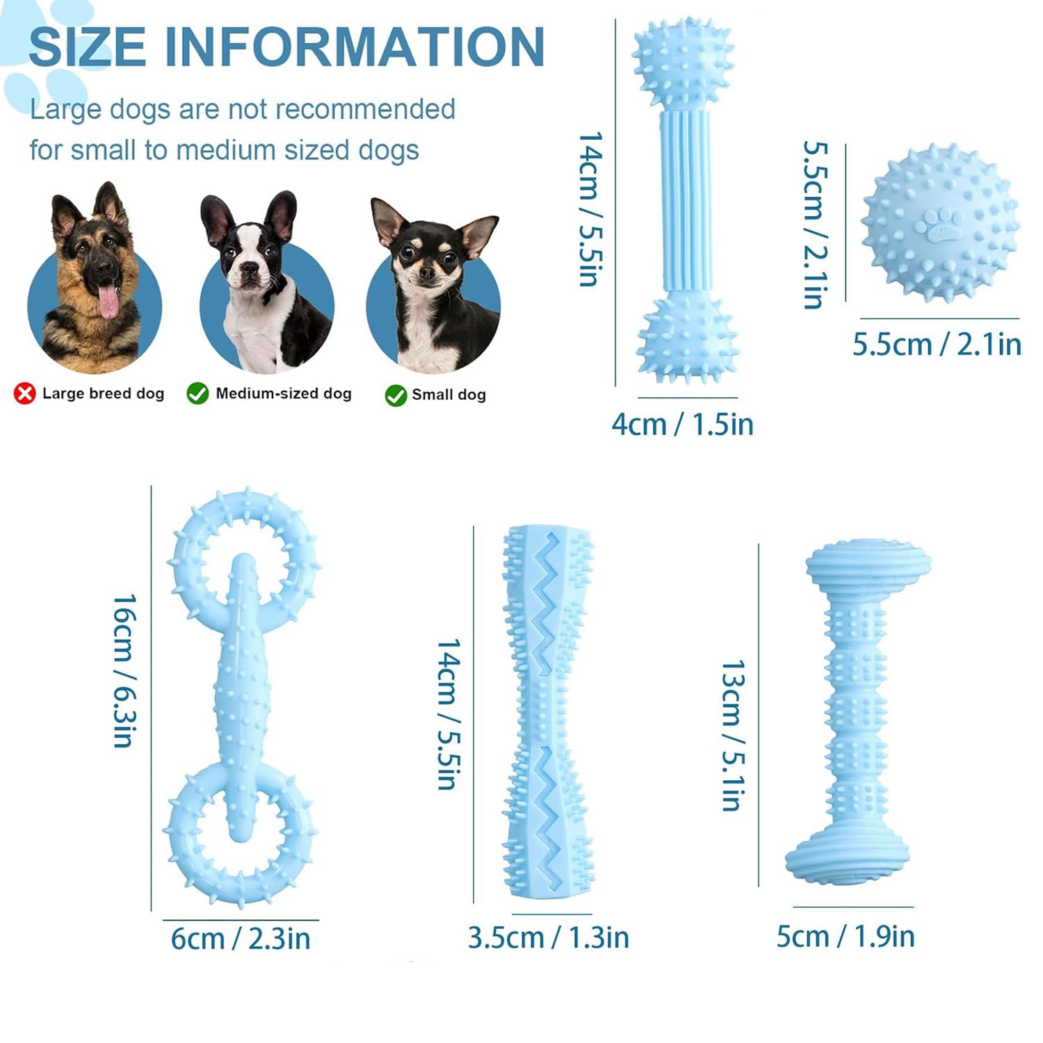 MEISO 5 Pezzi Giochi da Masticare per Cani, Giocattolo da Masticare, Giocattoli per Cani Cigolanti Pulizia dei Denti, Giochi per Cani Indistruttibile, Cani in Gomma per Cani di Piccola e Media Taglia