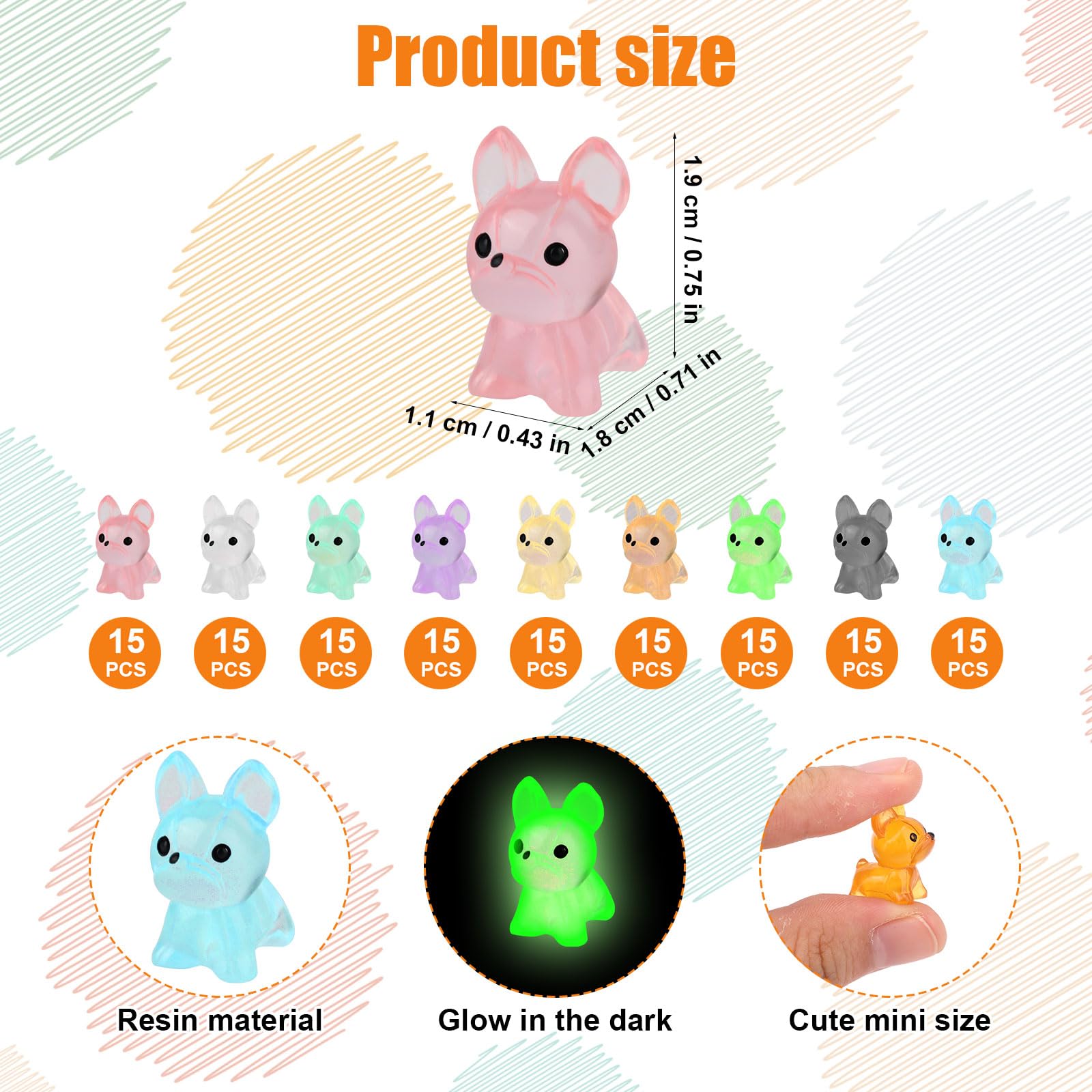 135pcs Luminous Mini Dogs, Cute Miniature Dog Figures Glow in The Dark, Tiny Resin Animals for Home Miniature Landscape Cake Decoration