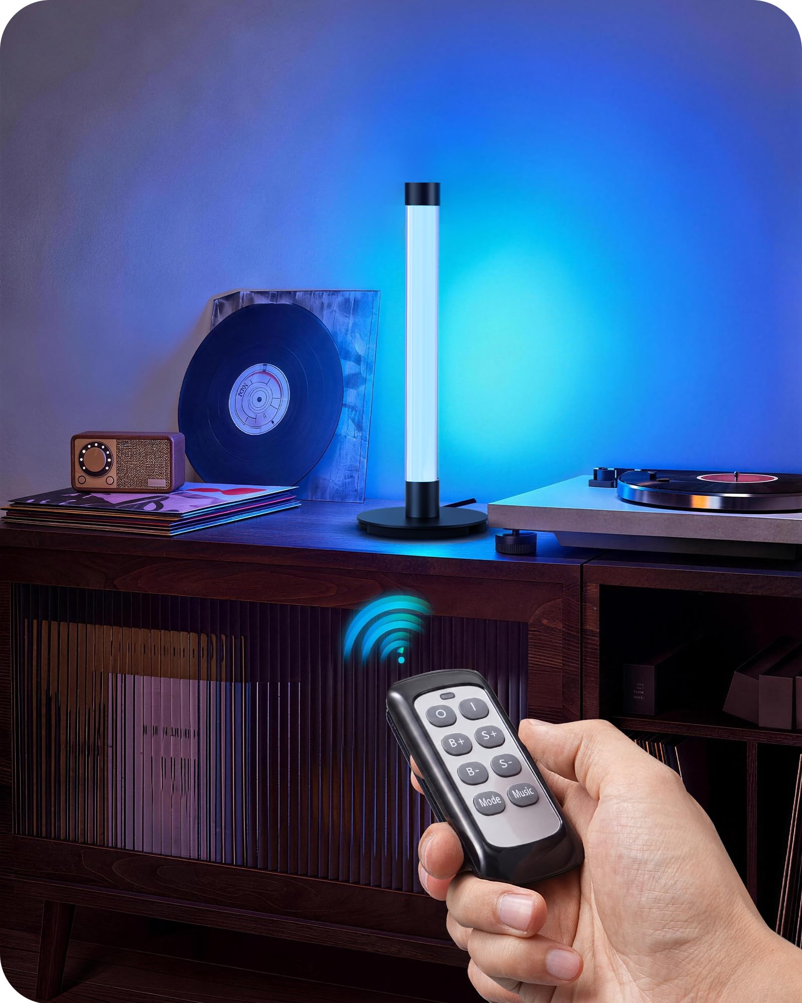 EDISHINE Lampada da Tavolo LED, RGB & Bianco Caldo, Sync Musicale, Nera