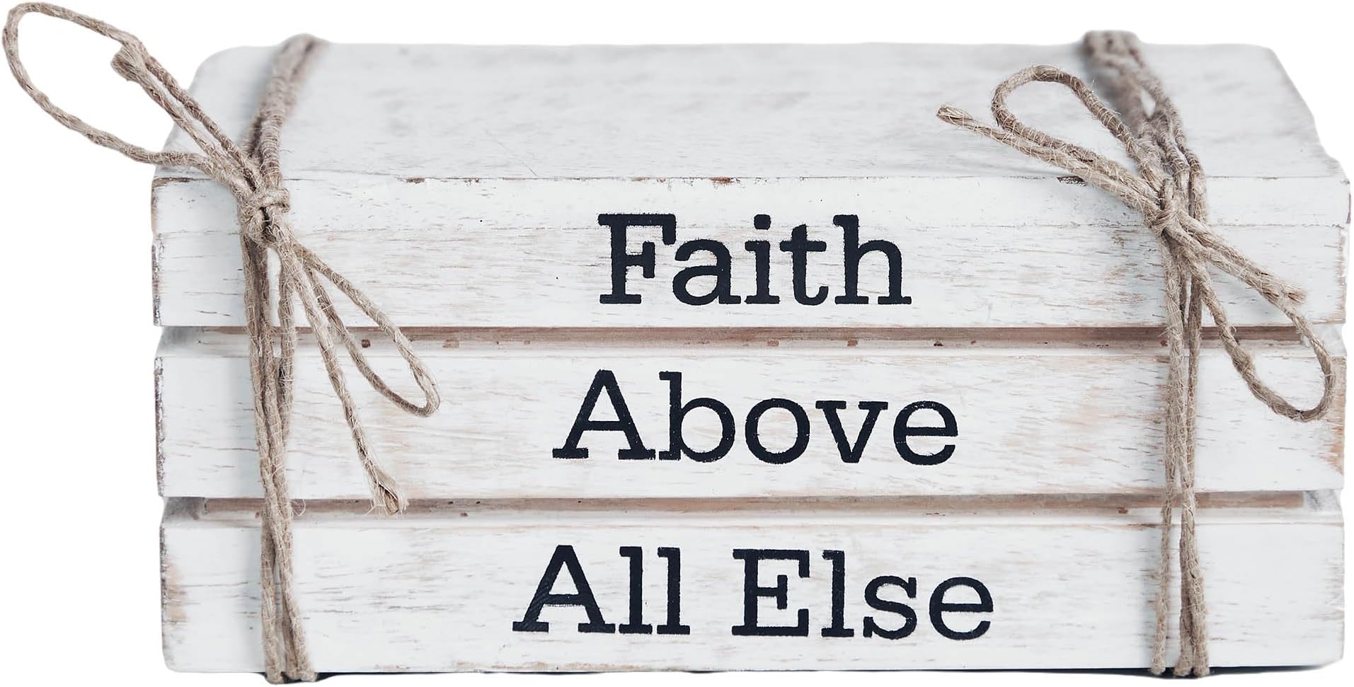 VHC BrandsFaux Book Stack for Table Office Bookend Wooden Religious Decor, Faith Above All Else, 2.5x6x4 Inches