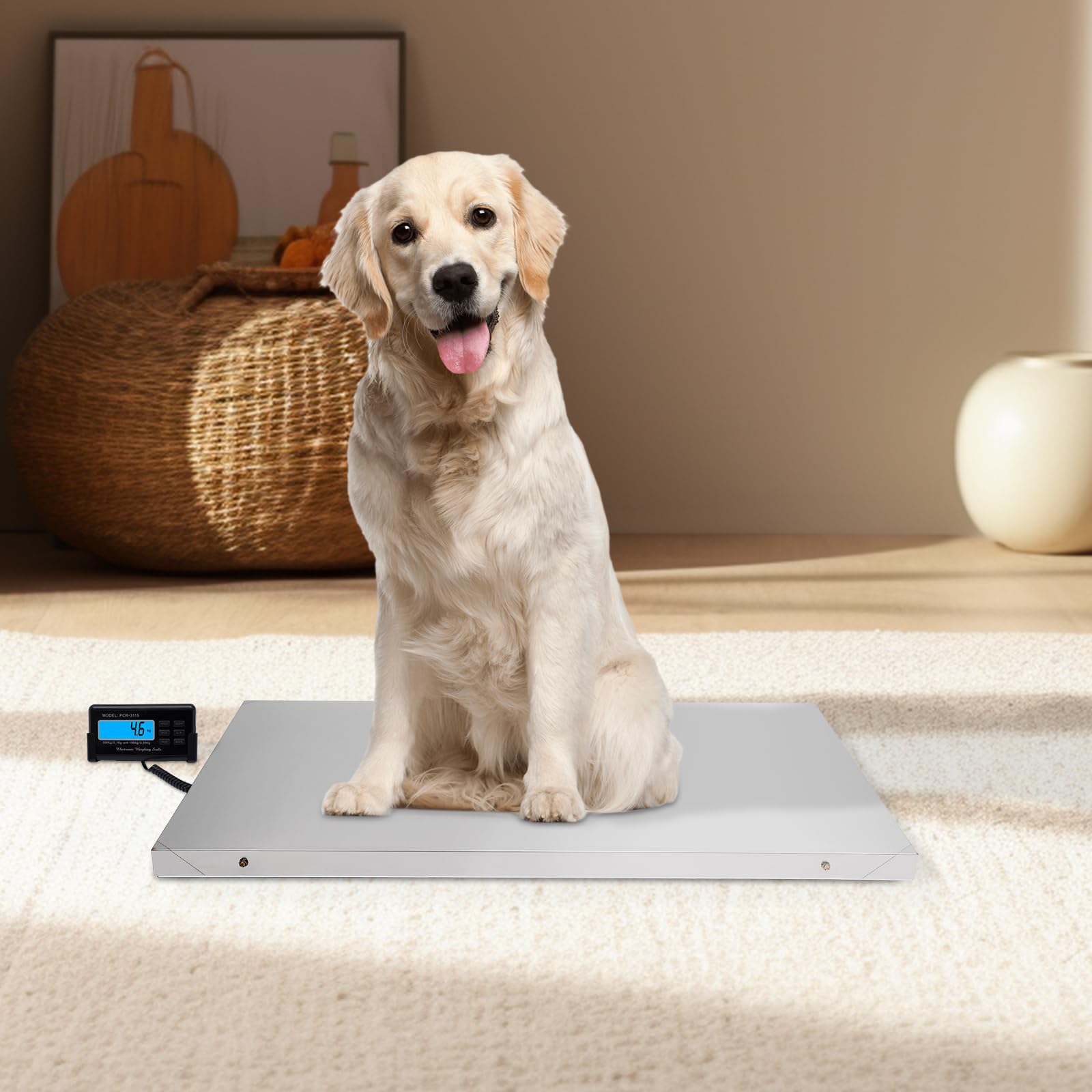 Balanza veterinaria digital 300KG piso para mascotas LCD Báscula electrónica veterinaria Plataforma de sellado Báscula veterinaria grande Báscula veterinaria portátil veterinaria