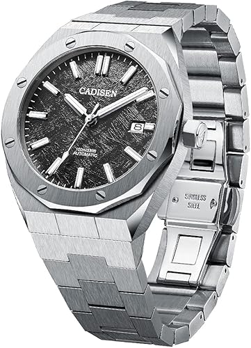 Miniatura 8 de CADISEN Reloj mecánico automático para hombre, 328.1 ft, impermeable, marca de lujo, casual, de negocios, reloj de pulsera, 42mm