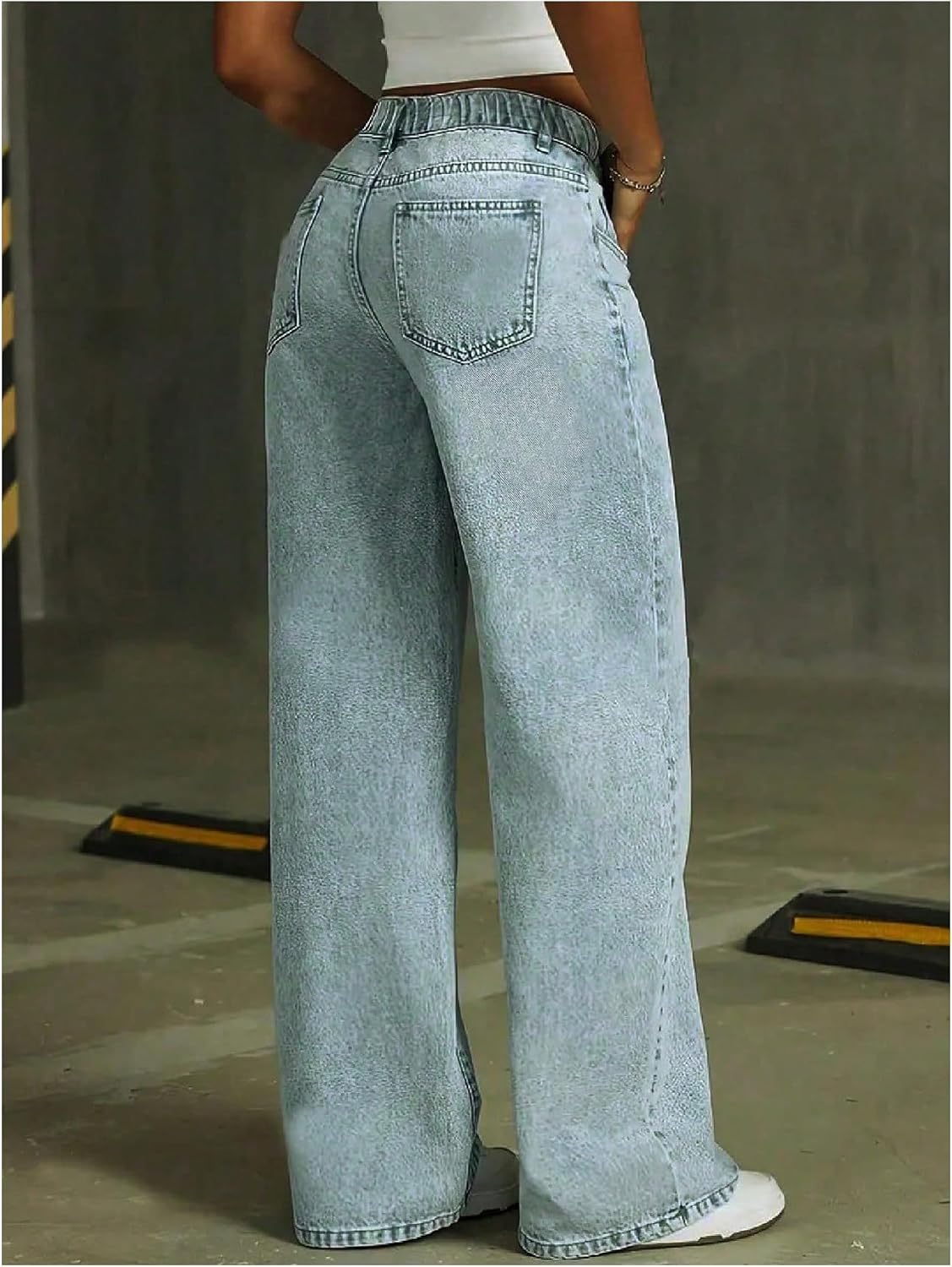 GORGLITTER Girl's Baggy Jeans Low Rise Wide Leg Ripped Frayed Trim Cute Y2K Denim Bottoms Pants Trouser with Pockets