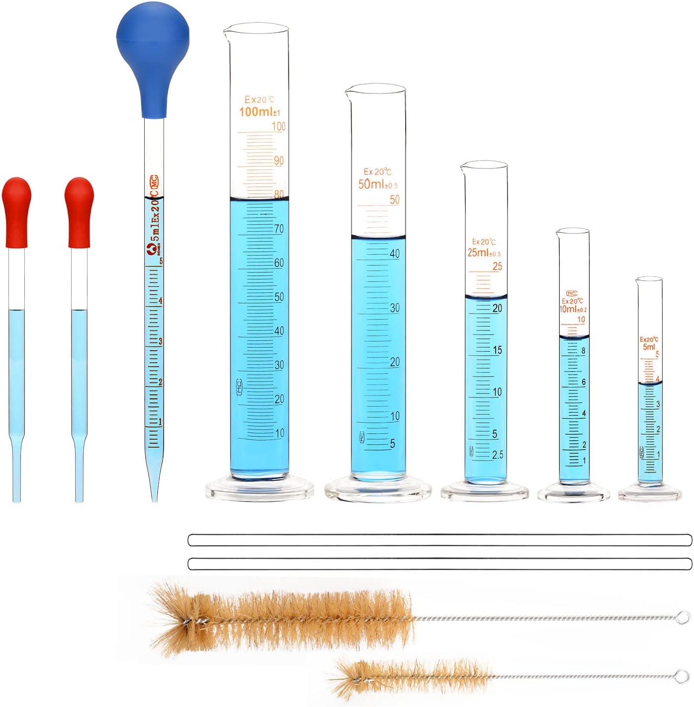 Labasics Graduated Cylinder Set, 5 Pcs Borosilicate Glass Measuring