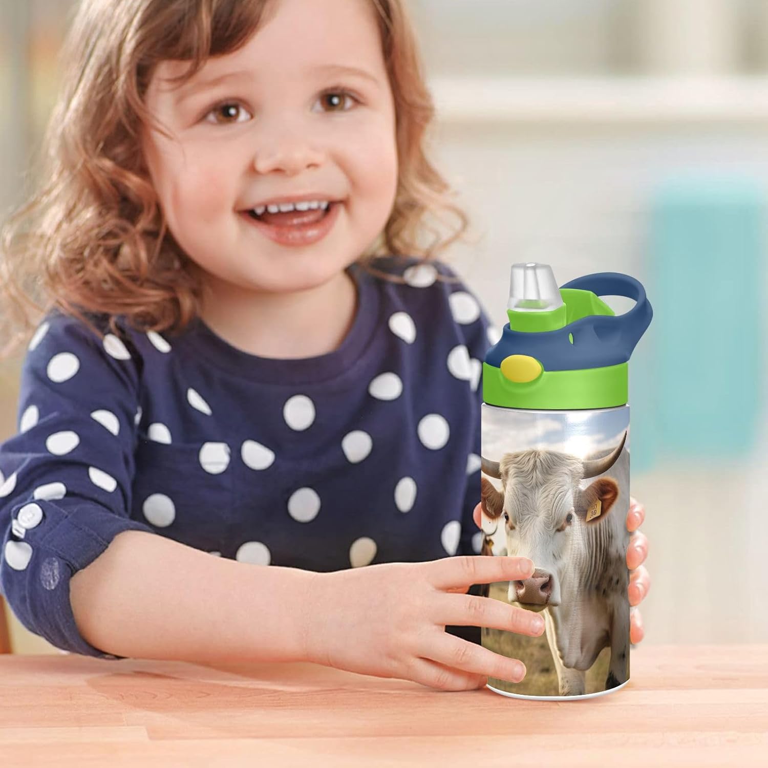 Farm Cow Pattern Kids Water Bottle, Insulated Stainless Steel Water Bottles with Straw Lid, 12 oz BPA-Free Leakproof Duck Mouth Tumbler for Boys Girls - Image 7