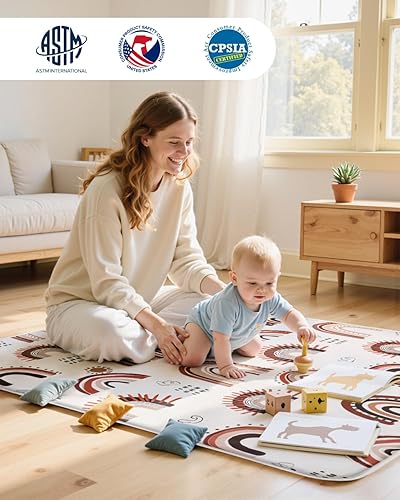 Miniatura 6 de Tapete de juego para bebé para piso, tapete de espuma gruesa de 1.2 pulgadas de 50 x 50 pulgadas, soporte suave e impermeable, tapete de juego de