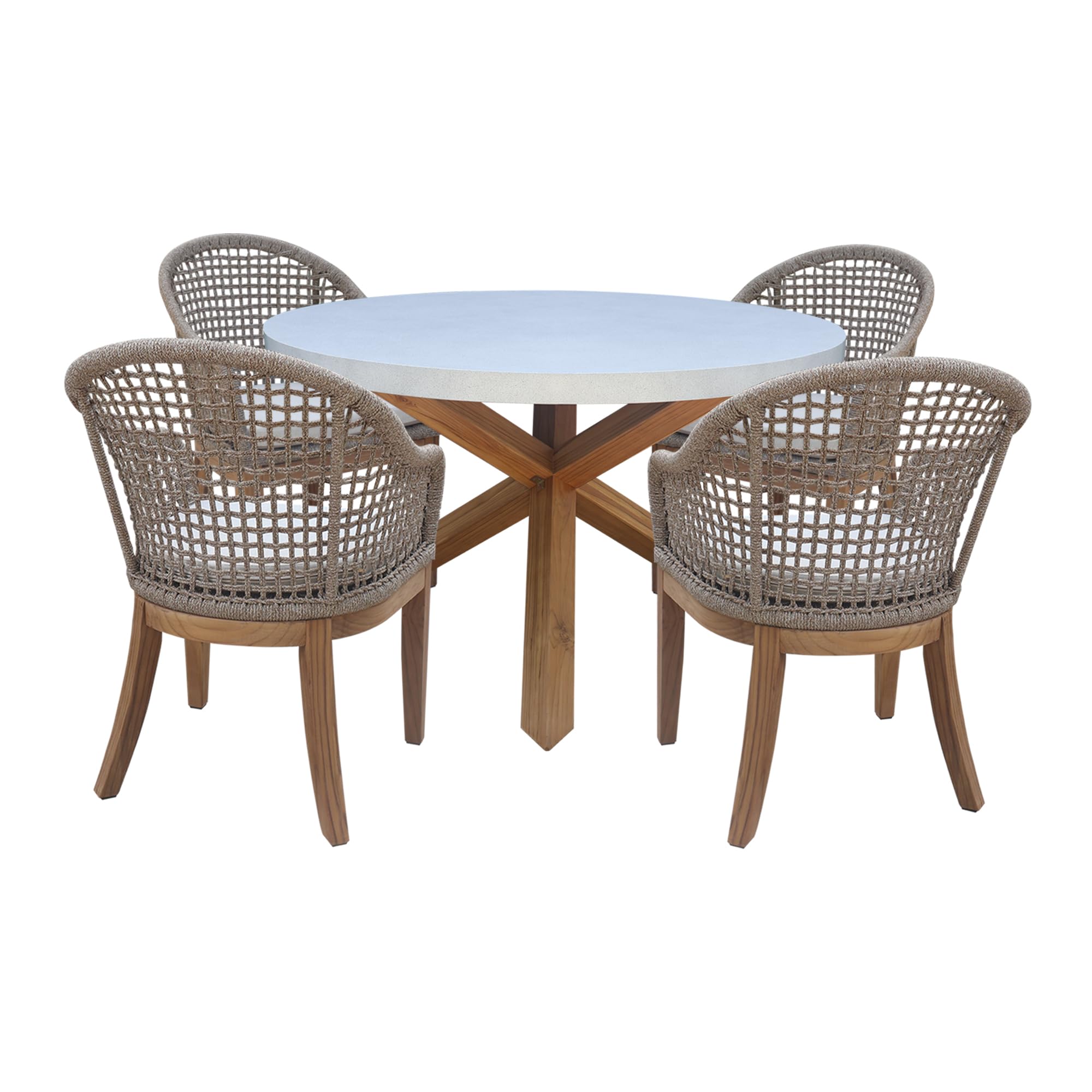 IC INTERNATIONAL CONCEPTS Outdoor Teak Patio Furniture Set with a Round Table and 4 Chairs - Natural