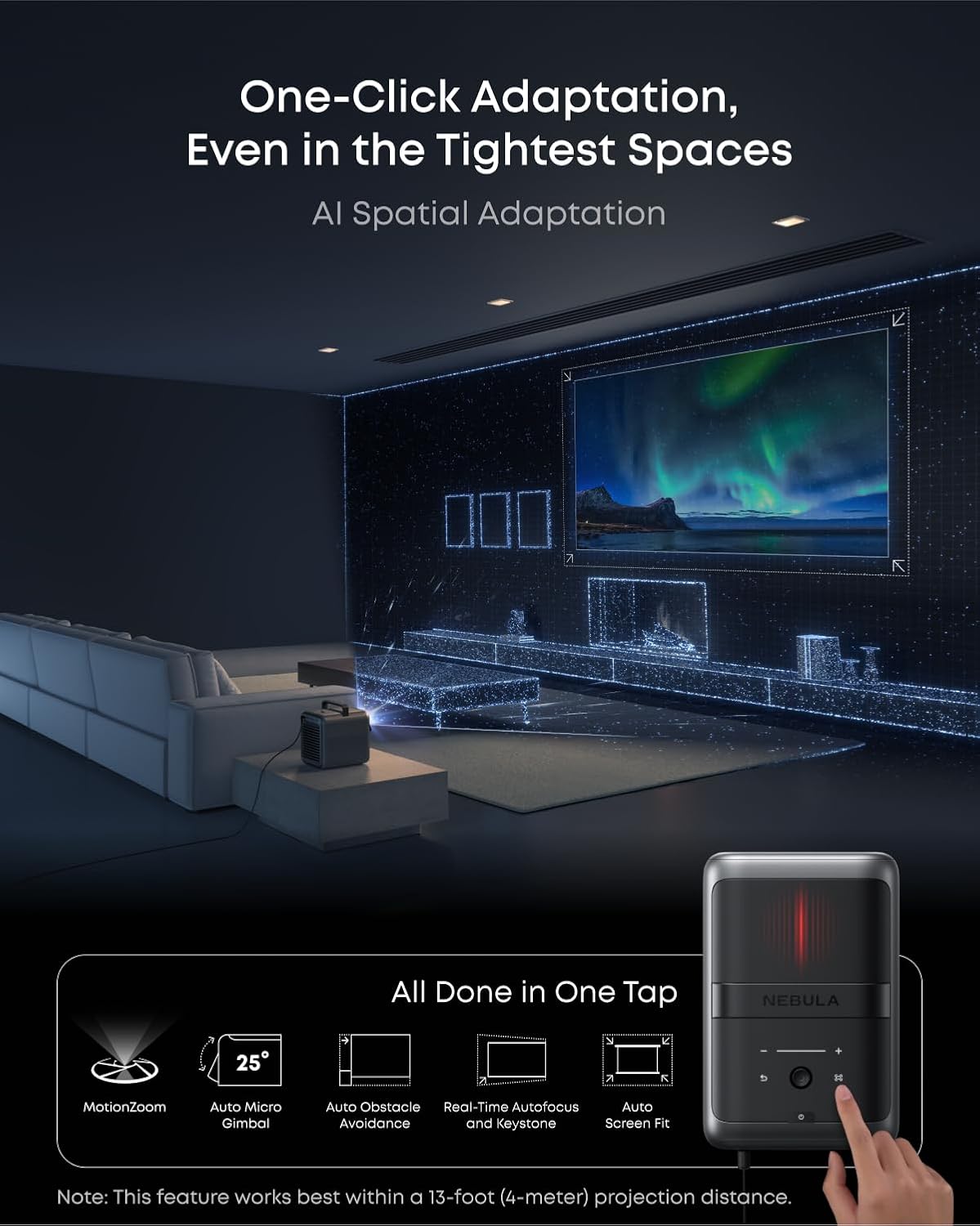 NEBULA X1 Bundle Triple Laser 4K Projector, 3,500 ANSI Lumens, 56,000:1 Contrast, 200W 4.1.2 Surround Sound, Wi-Fi Speaker, 0.9-1.5 Optical Zoom, Smart AI, Dolby Vision, 300" Screen, Micro Gimbal, GTV