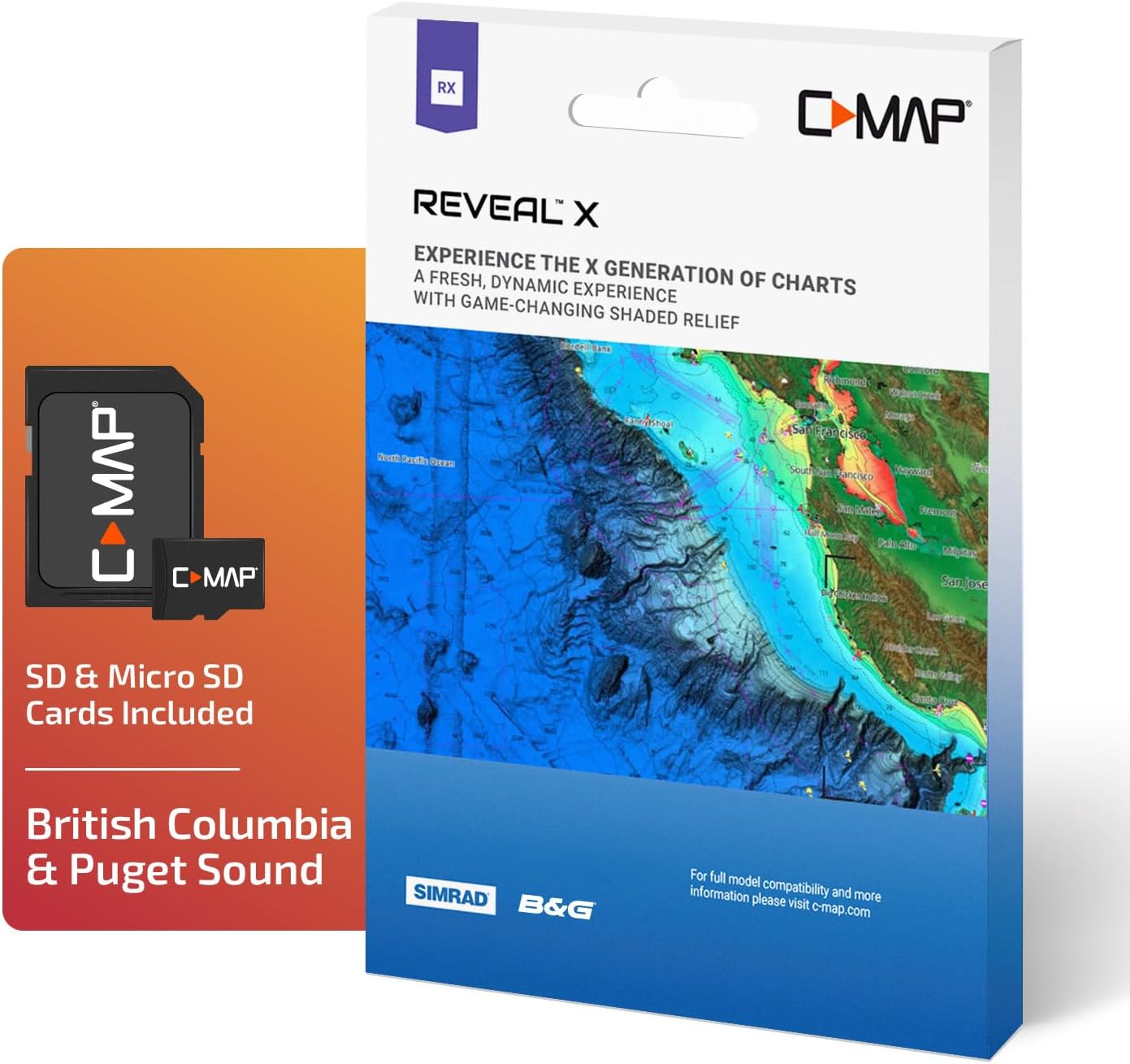 C-MAP Reveal X - British Columbia and Puget Sound, Map Card for Marine GPS chartplotters