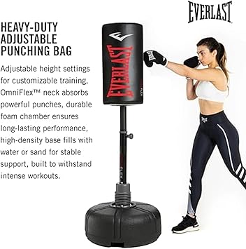 Everlast Freestanding Adjustable Punching Bag for Adults | Heavy Boxing Bag with Stand | Free Standing Punching Bag for Boxing, Muay Thai, MMA, Home Gym Training