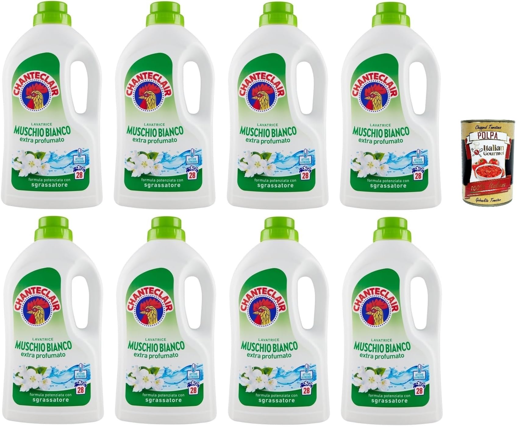 Italian Gourmet Bundle Waschmittel Weißer Moschus 8x 1260ml | Italian Gourmet Polpa Gratis, Extra parfümiert, 28 Waschladungen pro Flasche, Vorrat 10,08L