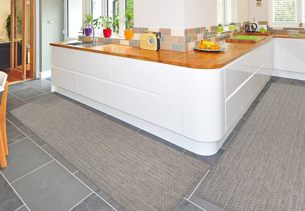 Image secondaire de Tapis en Vinyle Tressé Beige pour Couloir et Cuisine - Résistant et Antidérapant