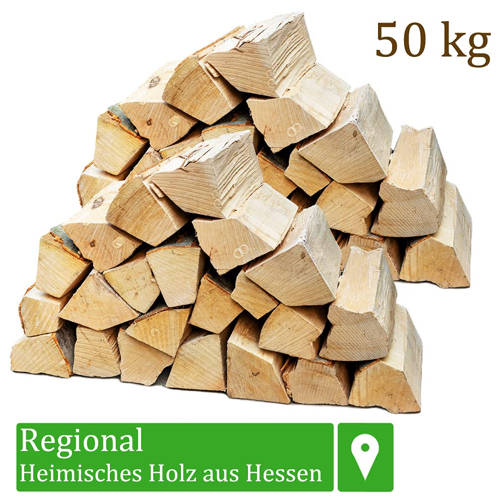 Leña Madera 50 kg para Estufa y Chimenea Brasero Parrilla Cesta de Fuego Troncos de Madera de Haya 25 cm Flameup