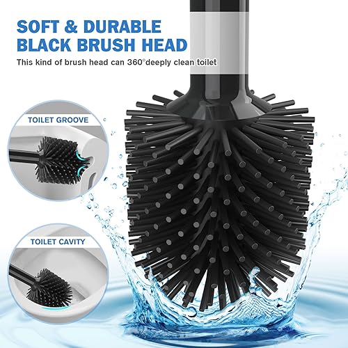 Miniatura 4 de Juego de émbolo y escobilla de inodoro, escobilla de inodoro de silicona y émbolo con soporte para drenaje de inodoro de 5.7 pulgadas, combo de