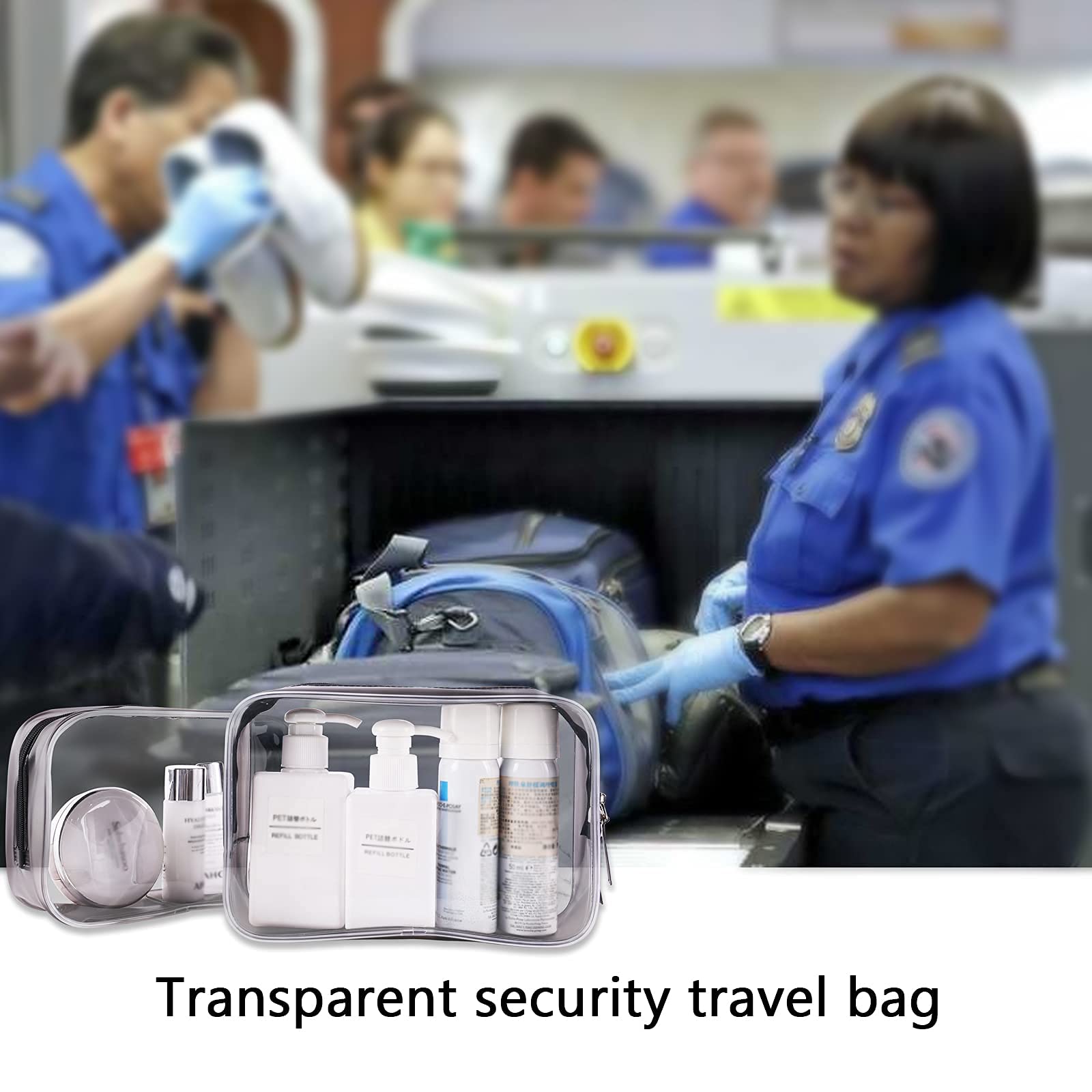 Bolsas de viaje transparentes para artículos de tocador, bolsa de aseo clara ligera, bolsa de cosméticos TSA transparente multiusos para viajar, Paquete transparente de 6