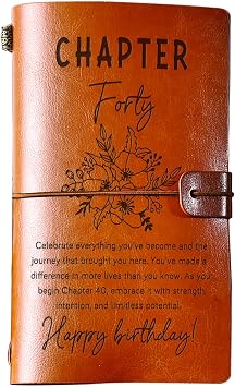 PRSTENLY 40th Birthday Gifts for Women Her, 140 Page Refillable Leather Journal 40 Year Old Birthday Gift for Women, Funny 40 Bday Gifts for Wife Daughter Sisters Friends Daughter In law Female