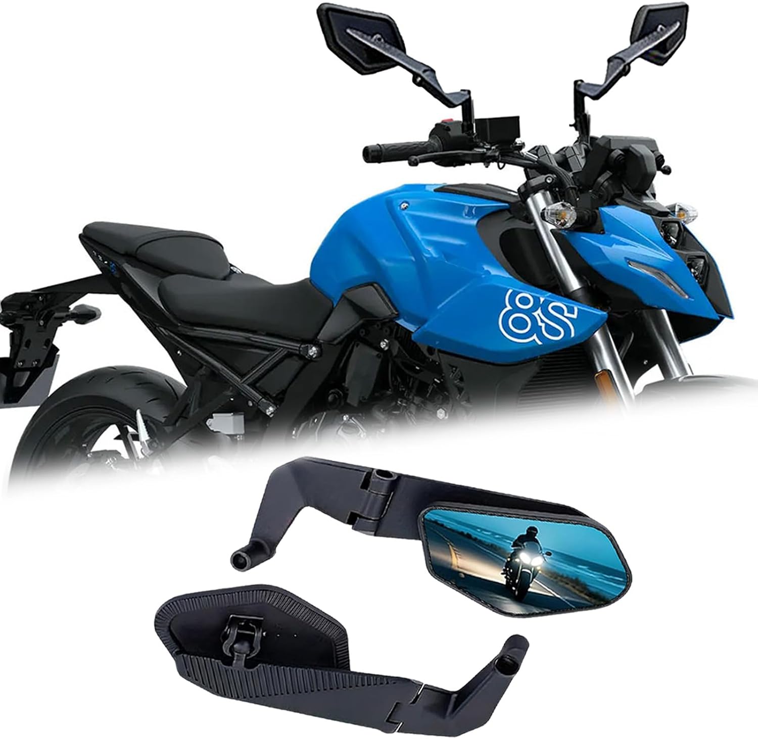 Motorcycle Mirrors for GSX8S GSX-8S 2023 2024 2025 2026 Adjustable field of view,Foldable Sport Bike Rear View Mirror