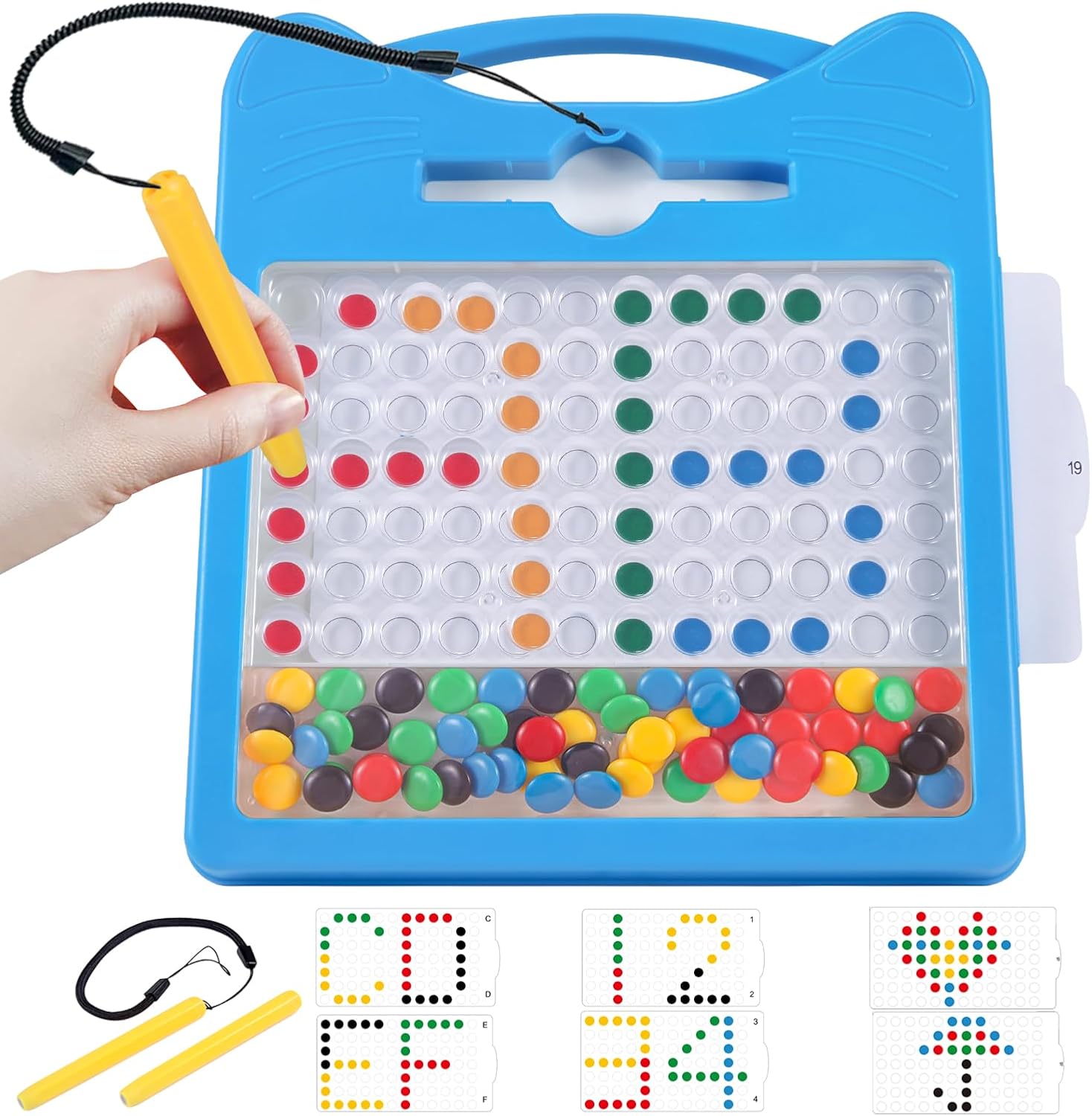 Magnetic Letters and Numbers Set for Toddlers - Magnet Drawing Doodle Board with Beads and 2 Pens, Magnetic Dot Art, Preschool Learning ABC Math for 3 4 5 Years Old Girls Boys