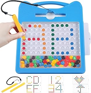 Magnetic Letters and Numbers Set for Toddlers - Magnet Drawing Doodle Board with Beads and 2 Pens, Magnetic Dot Art, Preschool Learning ABC Math for 3 4 5 Years Old Girls Boys