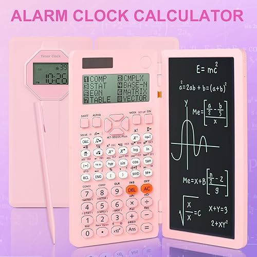 Miniatura 2 de Calculadoras científicas, calculadora de funciones Rudnia Pink Solar 417 con reloj, calculadora de matemáticas, suministros escolares para