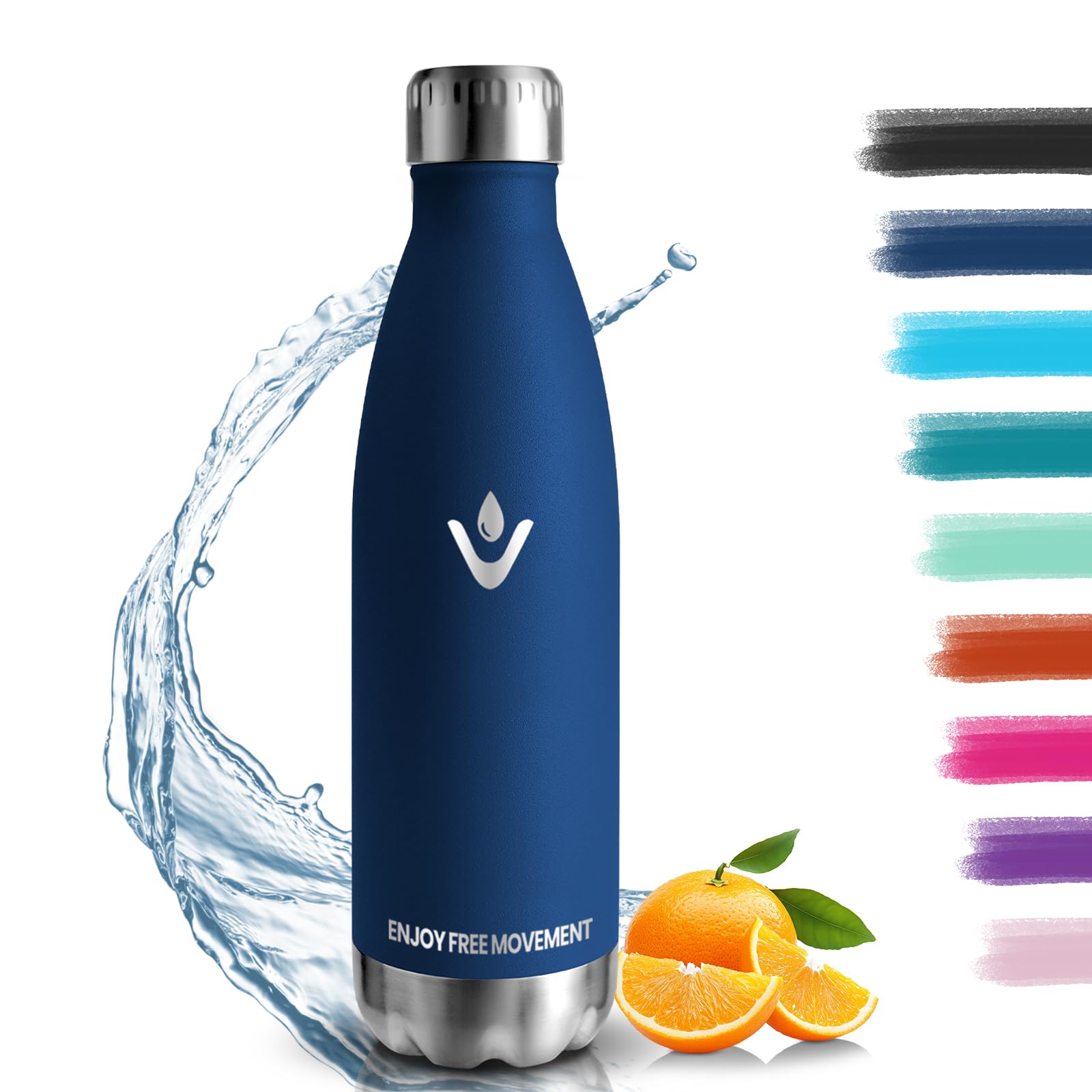 Botella Termica - 500ML - Botella agua Acero Inoxidable, Termo con pared Doble Aislamient, de Fugas, Botella Gimnasio, Cantimplora Termica para Niños, Deportiva - Conserva 12 Horas Caliente, 24 frio