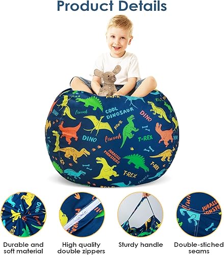 Miniatura 4 de Puf para niños de almacenamiento de animales de peluche, organizador de almacenamiento de juguetes para niñas y niños, funda de 32 pulgadas (sin